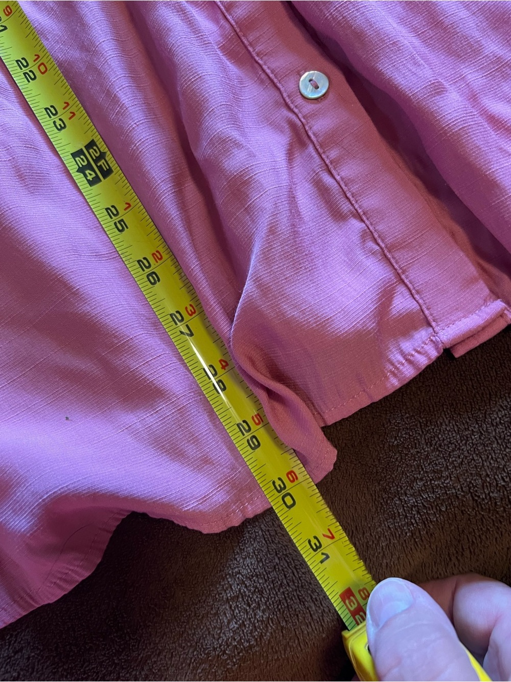 Rose Pink Button-Front Ruffle Sleeve Blouse - Picture 6 of 9